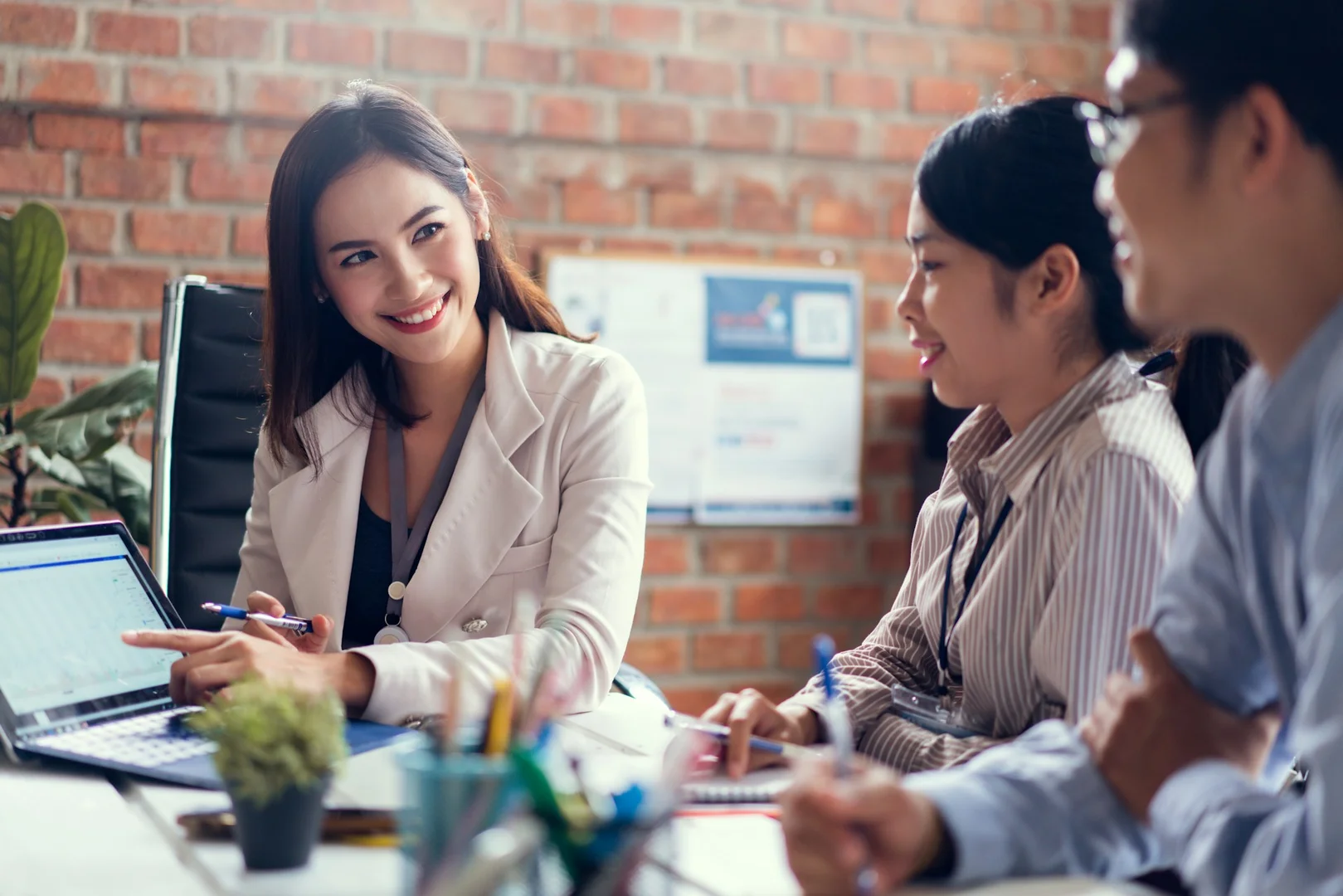 School staff and council members discussing how to manage and streamline lunch program operations.
