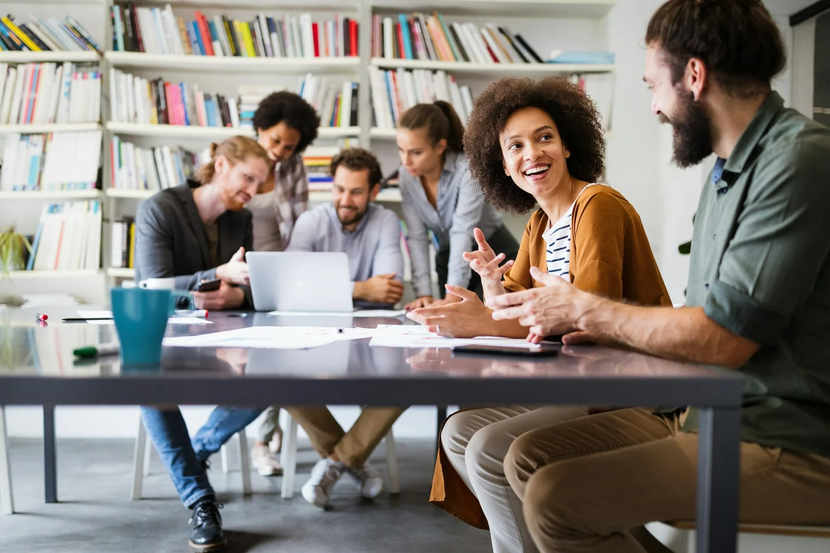 School staff and parents meeting to discuss school programs.