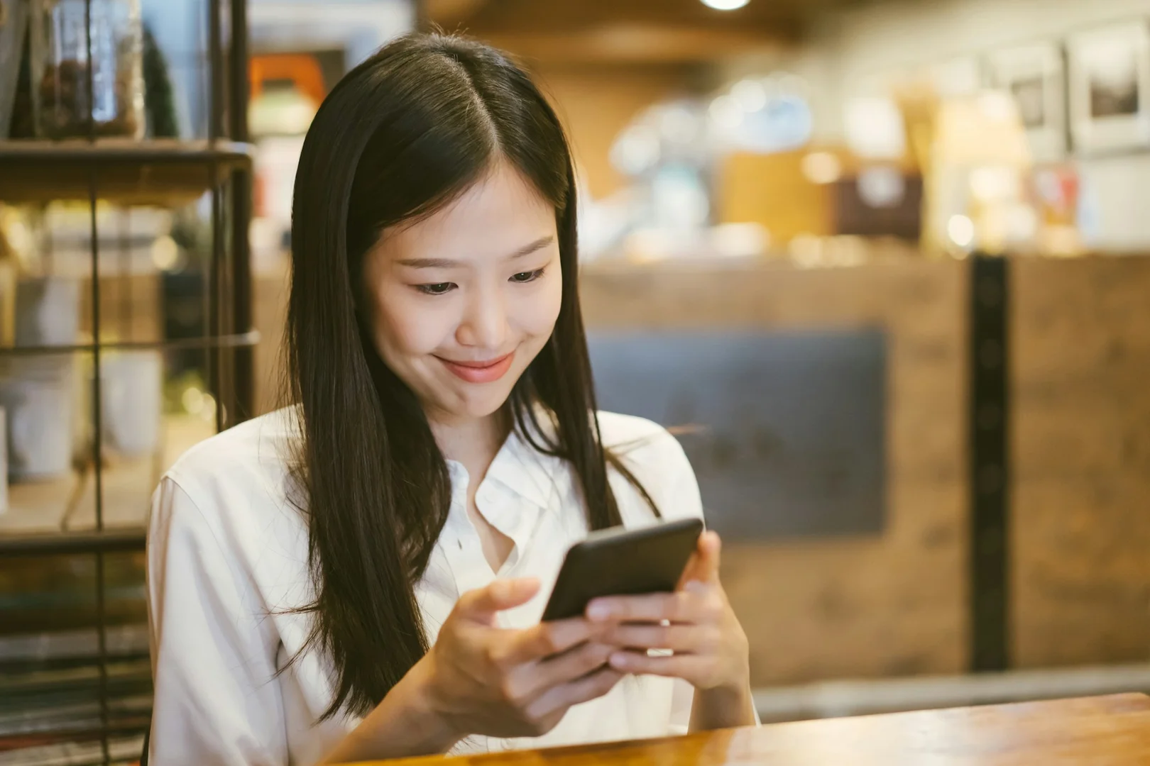 Restaurant owner using a mobile phone to manage school lunch orders digitally.